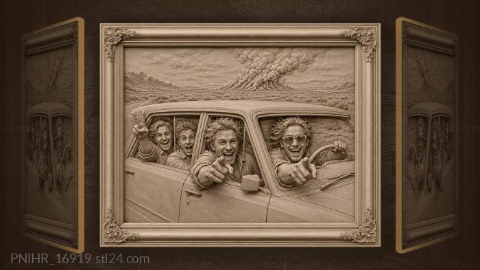 Passenger pointing ahead through the open window 3d STL model