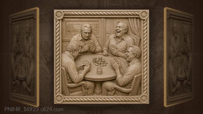 Poker night lively card players 3d STL model