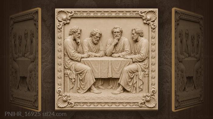 Men at table thoughtful gathering 3d STL model