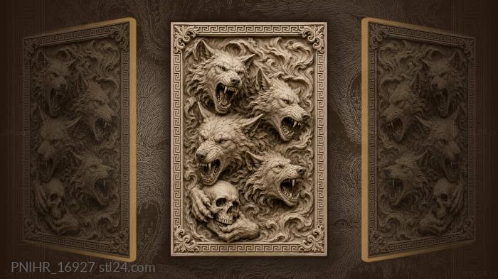 Four muzzles and a skull held 3d STL model