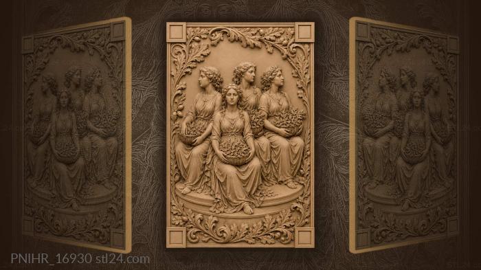 Ladies with baskets lush greenery 3d STL model