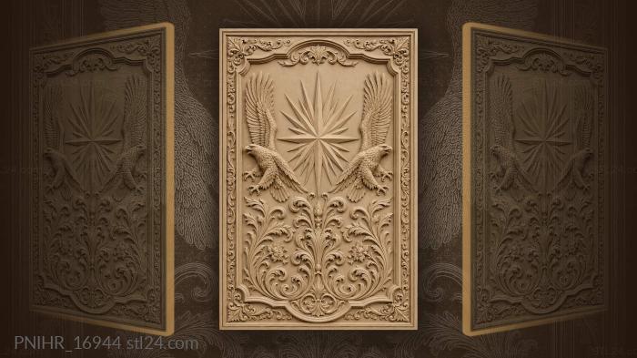 Eagles and radiant star floral scroll 3d STL model