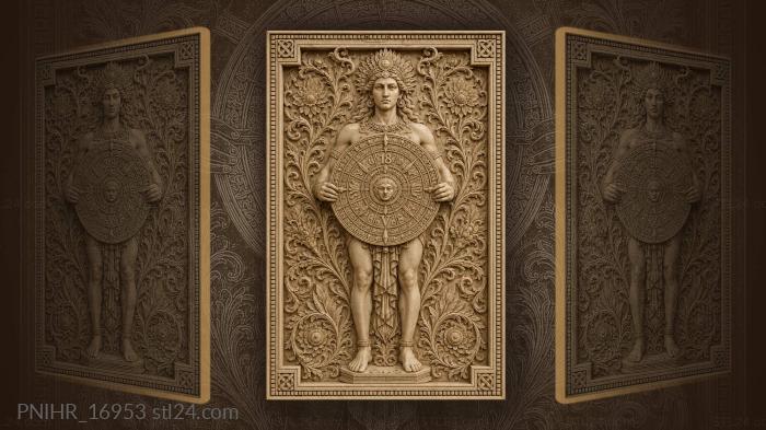 Faces and ancient calendar symbol 3d STL model