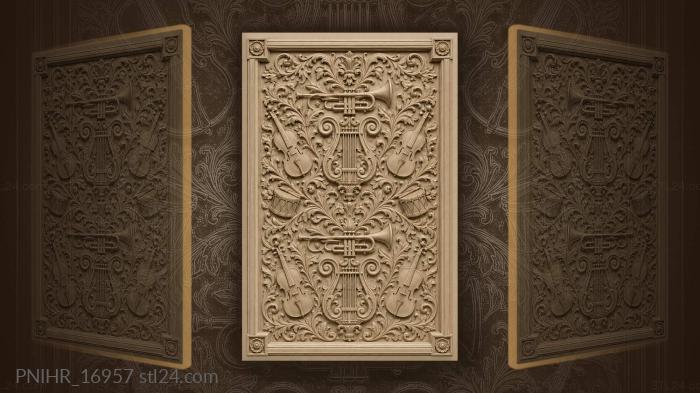 Musical instruments and leafy ornament 3d STL model