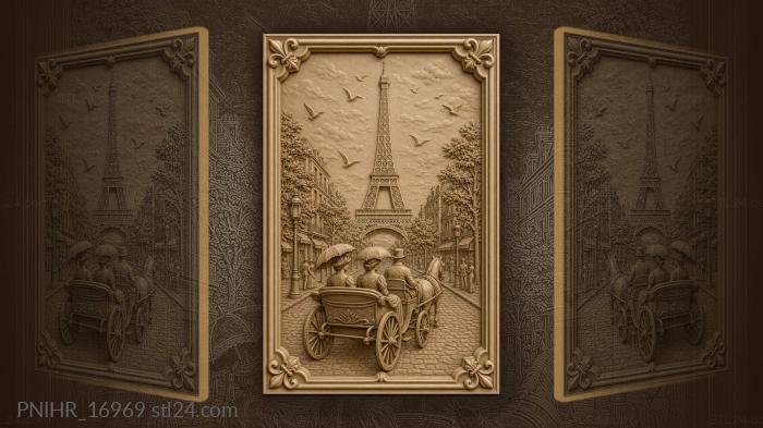 Parisian street with eiffel tower 3d STL model