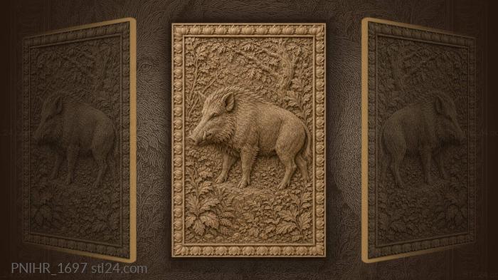 Boar standing in thick undergrowth 3d STL model