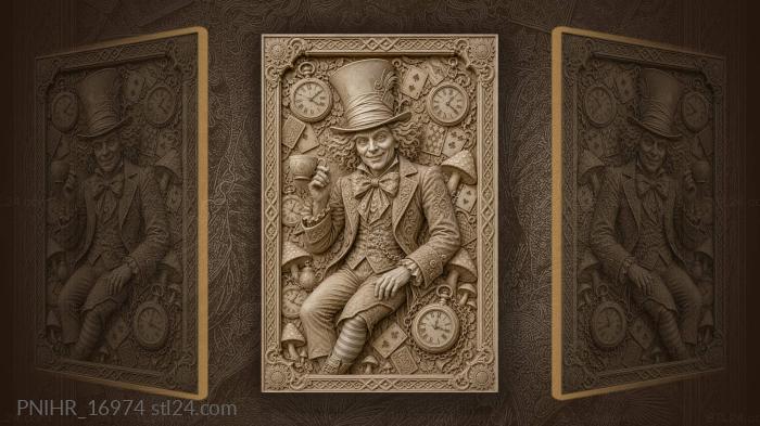 Clocks crowd the hatter as he drinks 3d STL model
