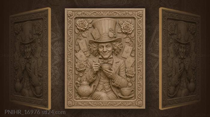 Roses surround the hatter holding tea 3d STL model