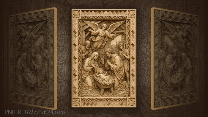 Nativity scene with angel and shepherds 3d STL model