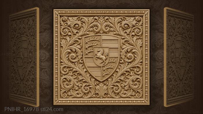 Porsche crest with acanthus foliage 3d STL model
