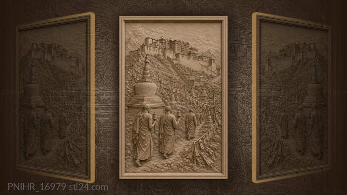 Tibetan palace monks mountain vista 3d STL model