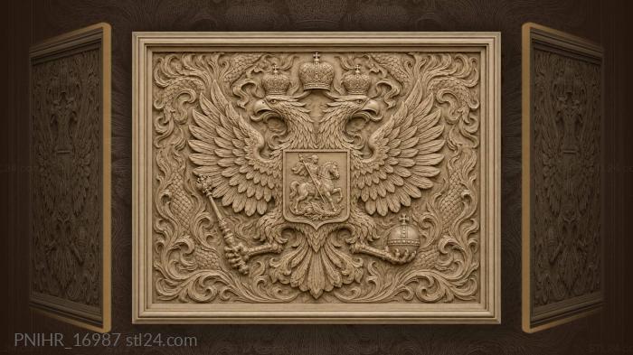 Double headed eagle with sceptres and shield 3d STL model