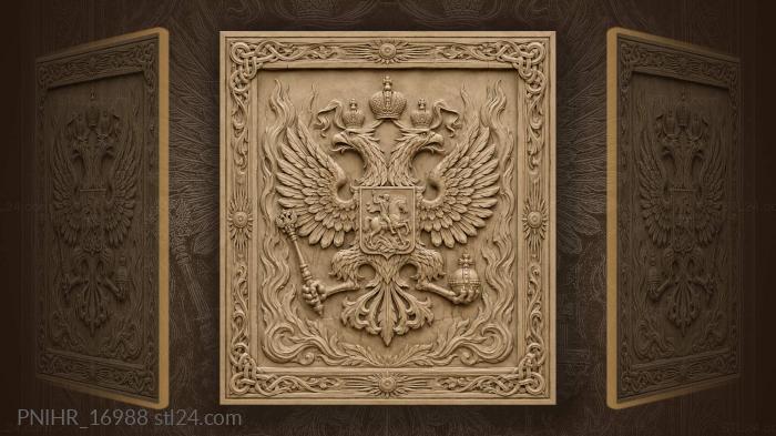 Imperial bird guards regalia between rising flames 3d STL model