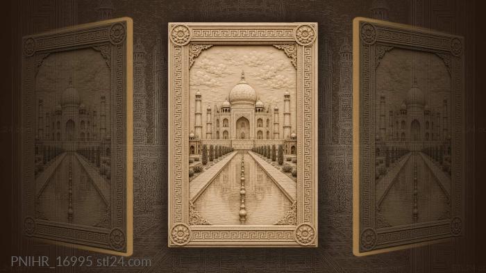 White mausoleum flanked by formal gardens 3d STL model