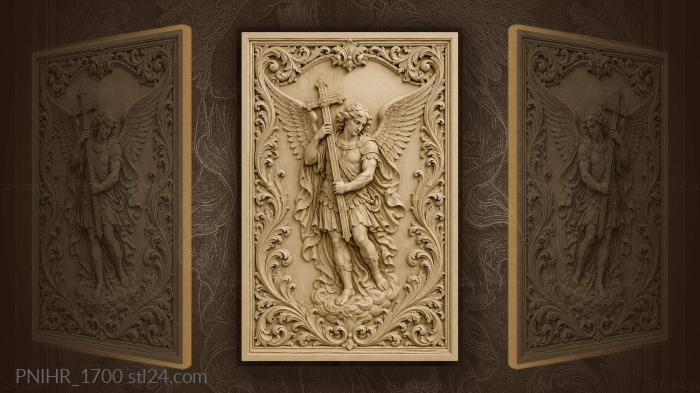 Angel with cross acanthus framing 3d STL model