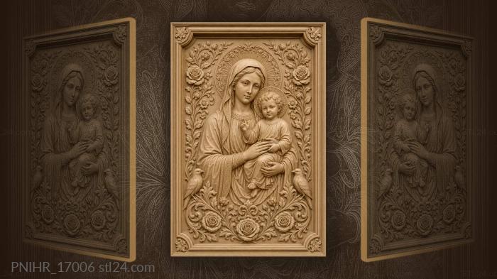 Mother and child with roses and birds 3d STL model
