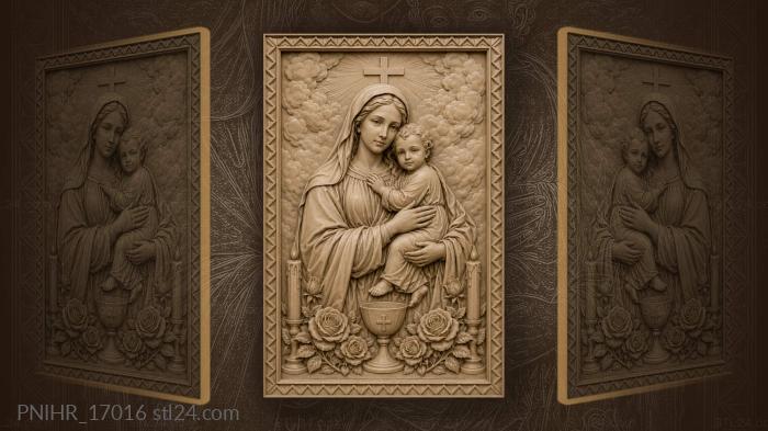Madonna and child with holy symbols 3d STL model