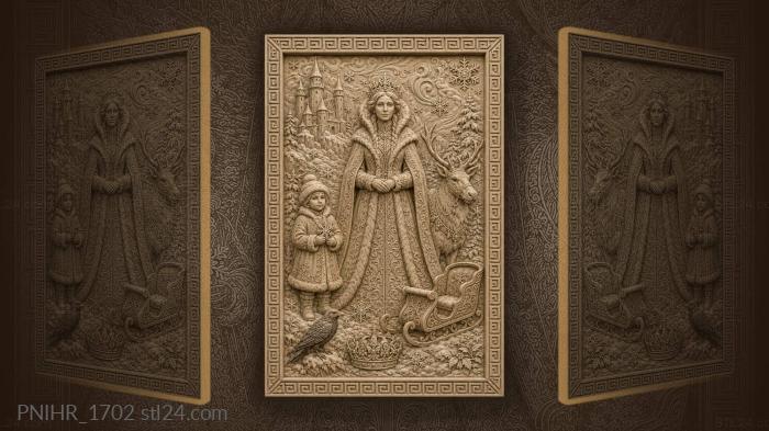Winter queen with attendant figures 3d STL model