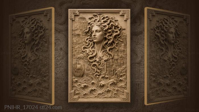 Medusa among ancient city waves 3d STL model