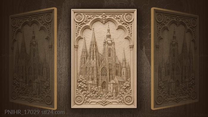 Prague cathedral gothic spires majestic view 3d STL model