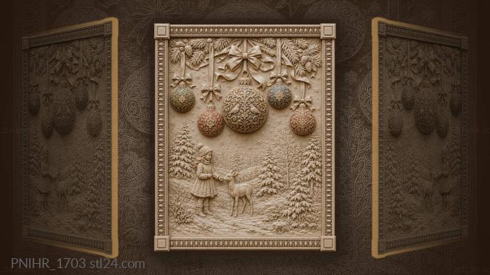 Winter spheres and snowy forest 3d STL model