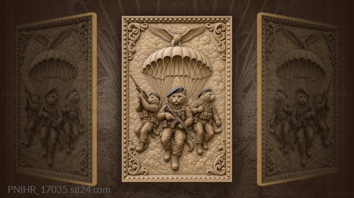 Cats paratroopers with eagle above 3d STL model