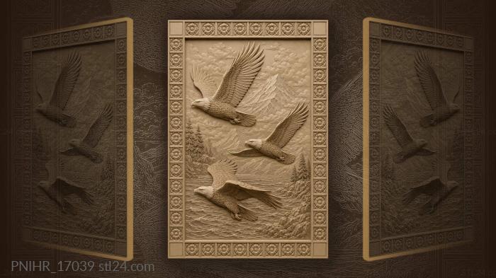 Eagles soaring over mountain waters 3d STL model