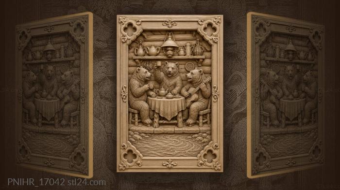 Guitar bear and cups below the teapot shelf 3d STL model