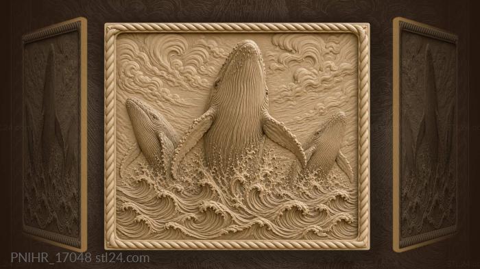 Whales breaching ocean waves power 3d STL model