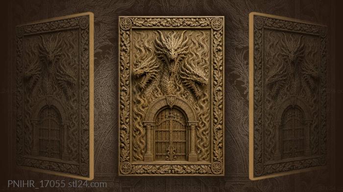 Dragons rising from fiery gateway 3d STL model