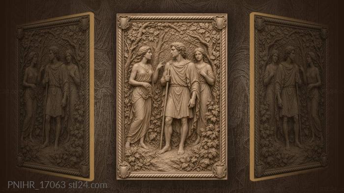 Forest encounter with staff and ladies 3d STL model