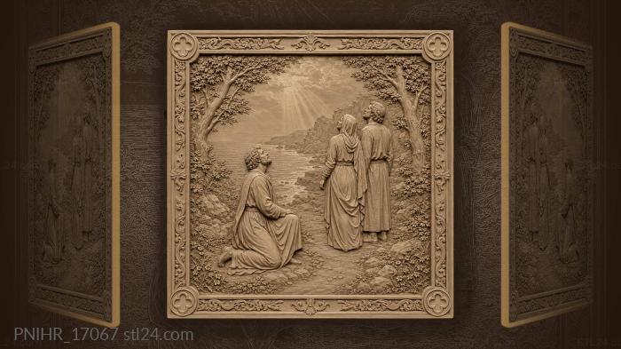 Three people gazing up the rocky shore 3d STL model