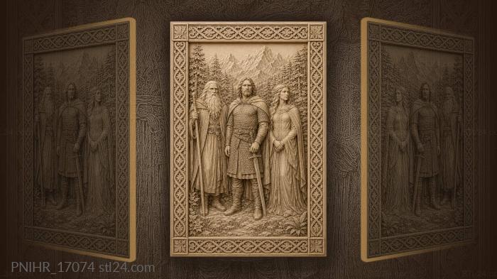 Elder warrior and lady in landscape 3d STL model
