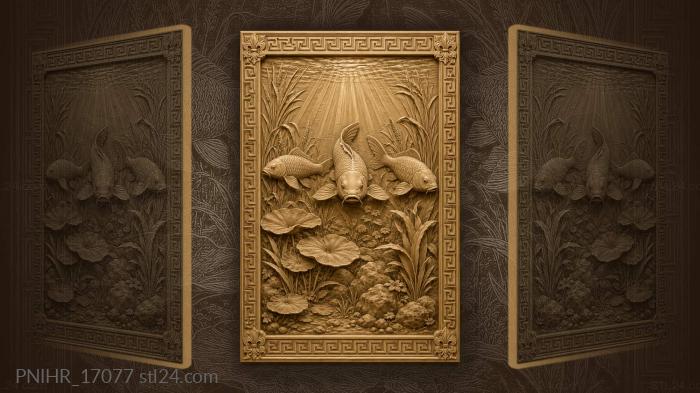 Fish among lilies and rocks 3d STL model