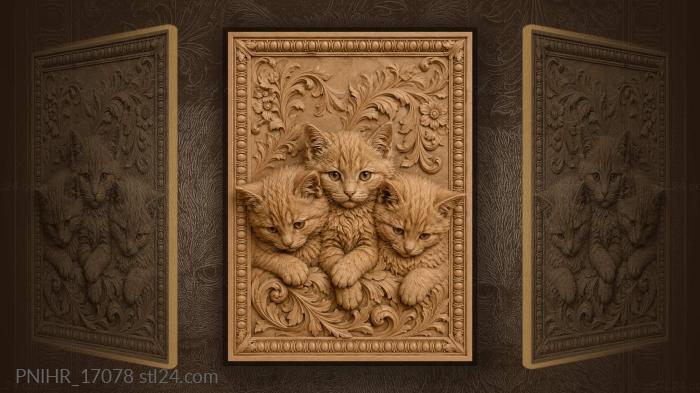 Cozy orange kitten trio gathering 3d STL model