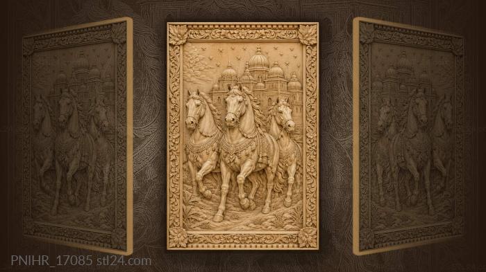 Trotting horses and distant city 3d STL model