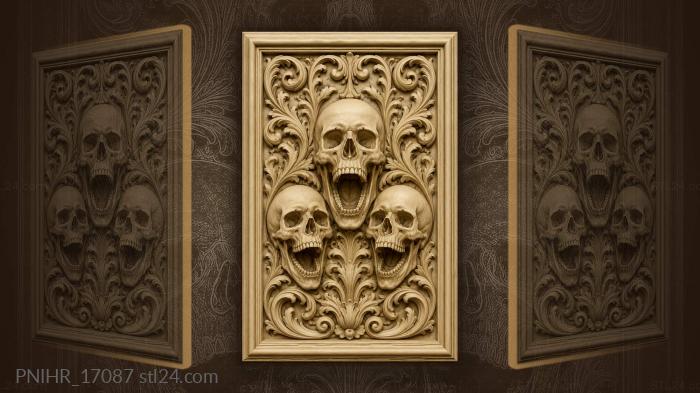 Screaming skulls ominous death heads 3d STL model