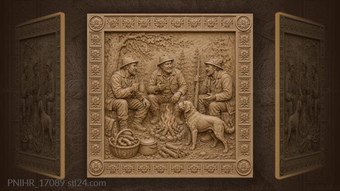 Hunters by the warm campfire 3d STL model