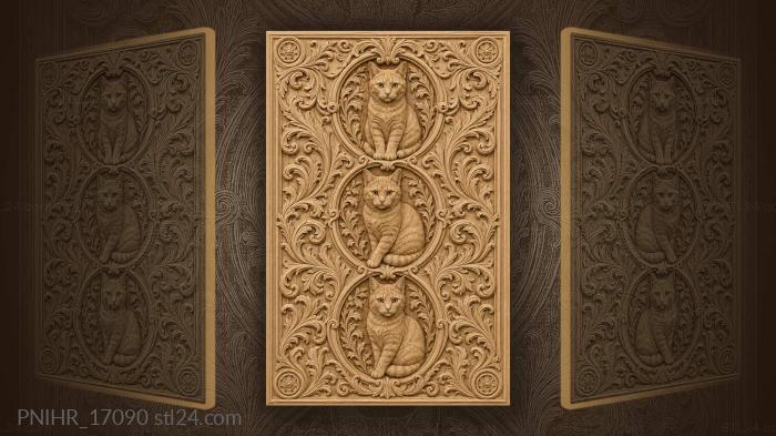 Three orange tabby cats foliage 3d STL model