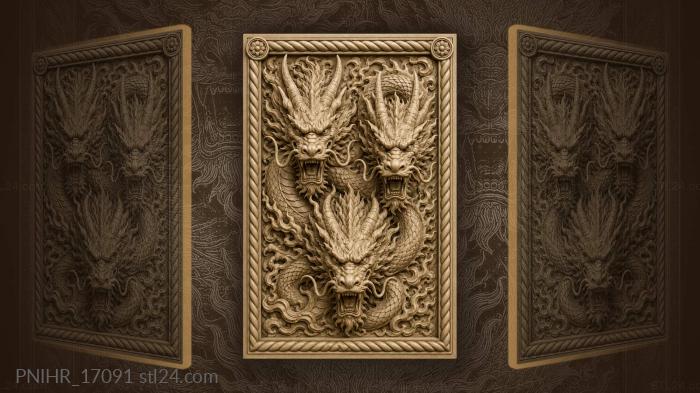 Three dragon heads knotted together 3d STL model