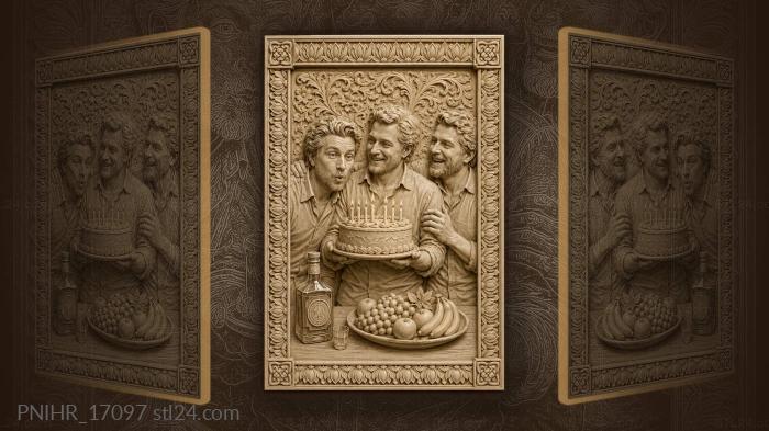 Man blowing out the birthday candles 3d STL model