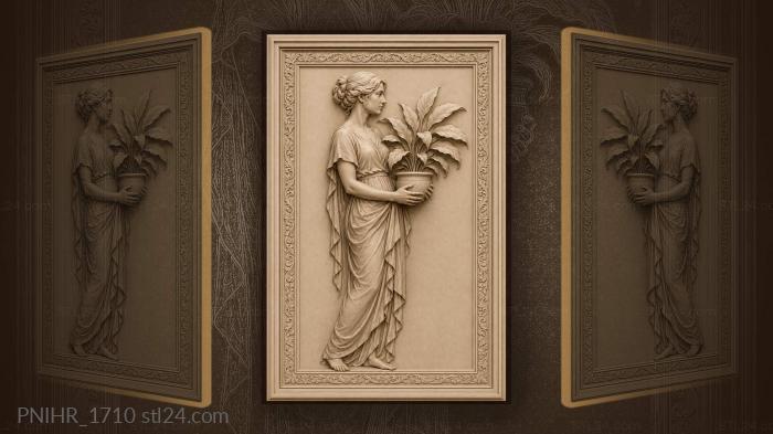 Woman with lush indoor greenery 3d STL model