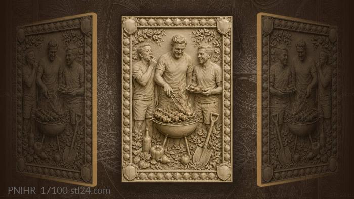 Summer barbecue with cheerful company 3d STL model