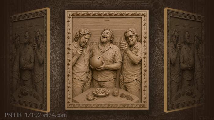 Three men with a ball and glass 3d STL model