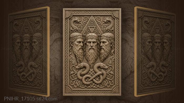 Bearded men under triangular headdress 3d STL model