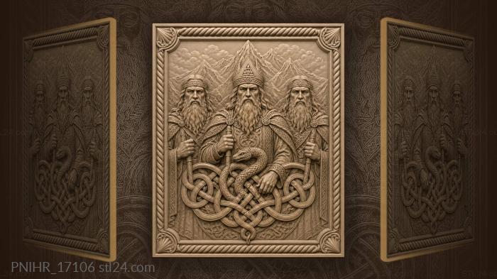 Bearded men with serpent knotwork 3d STL model