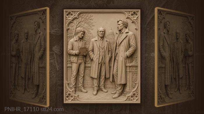Three men in conversation scene 3d STL model