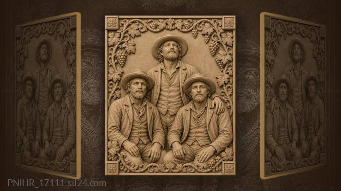 Men with grapevine border detail 3d STL model