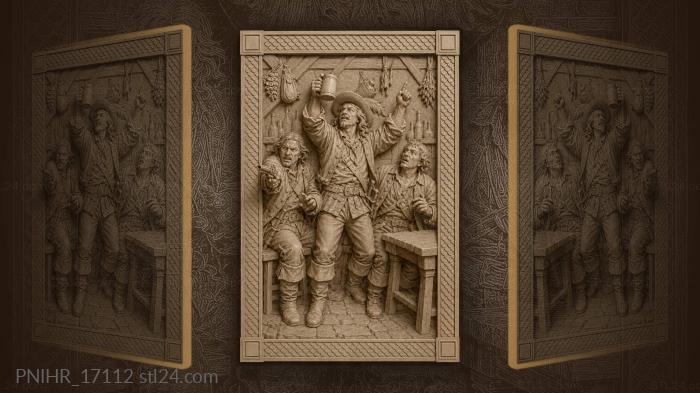 Tavern toast with wary companions 3d STL model