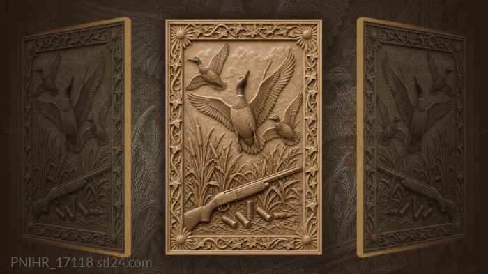 Ducks in flight over reeds 3d STL model